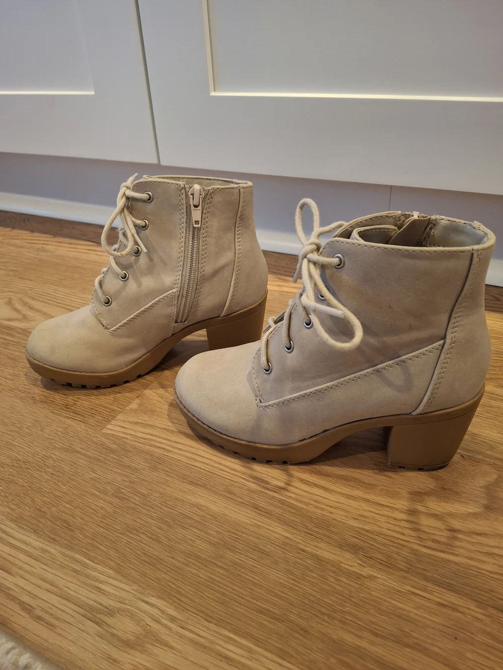 Toddler Girl Taupe Lace-Up Ankle Boots